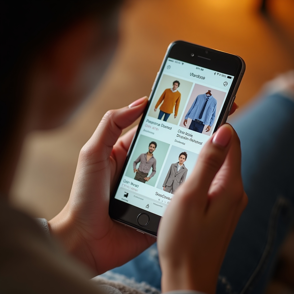 Interfaccia dell'app di inventario guardaroba su smartphone
